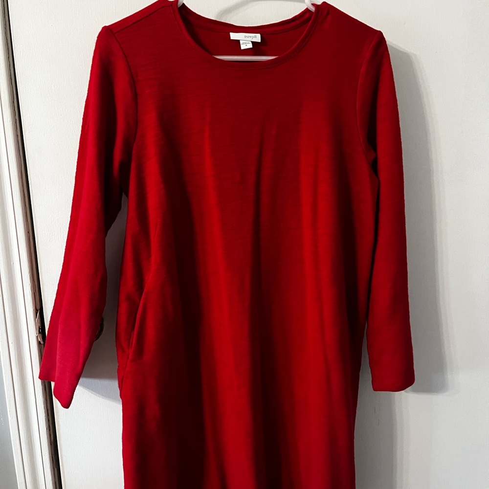 J Jill Pure Jill Red Long Sleeve Dress